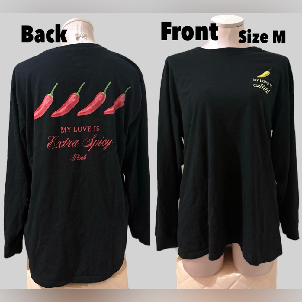 ⭐️3/$15 ⭐️ VS PINK Black Long Sleeve Graphic Tee size M